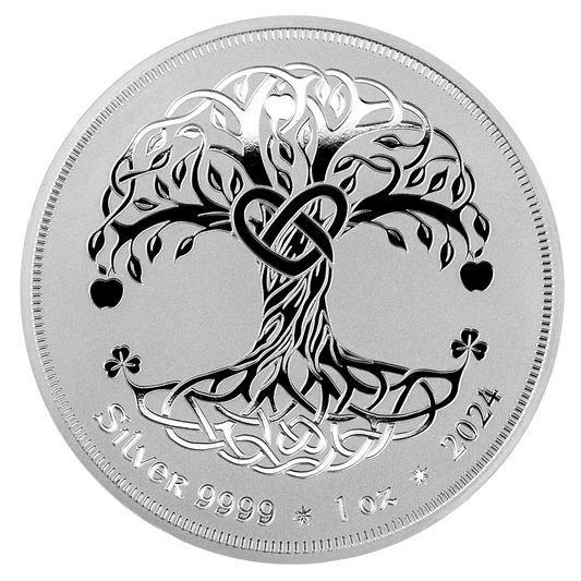 2024 Silver Tree of Life Bullion Medals with Green Velvet Pouch (9999, 1 OZ)